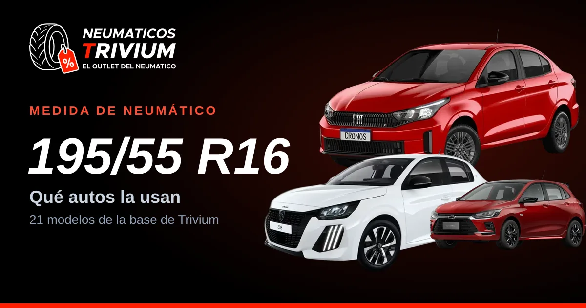 Neumáticos 195/55 R16 con los autos que la usan: Fiat Cronos, Peugeot 208