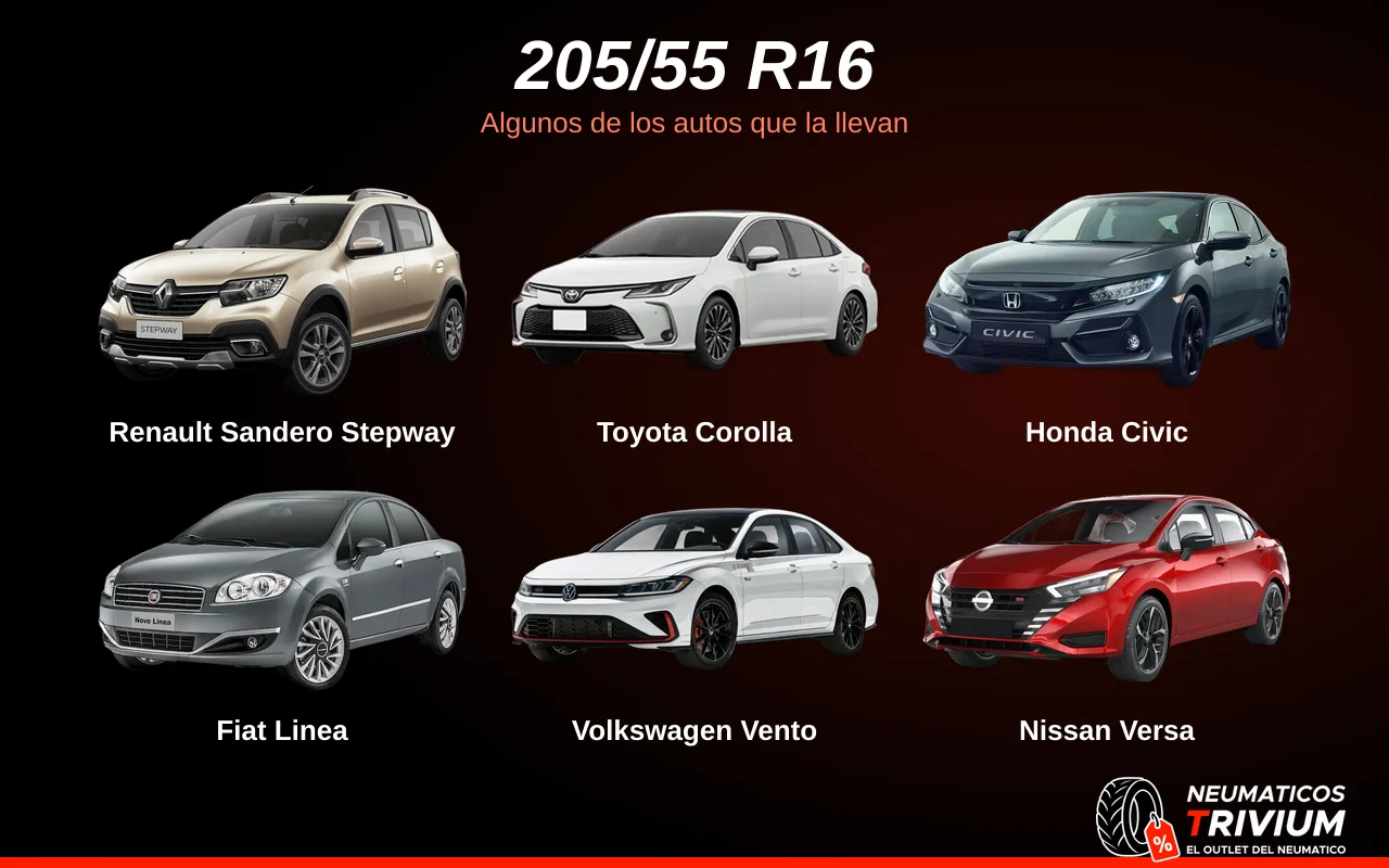 Autos que usan la medida 205/55 R16
